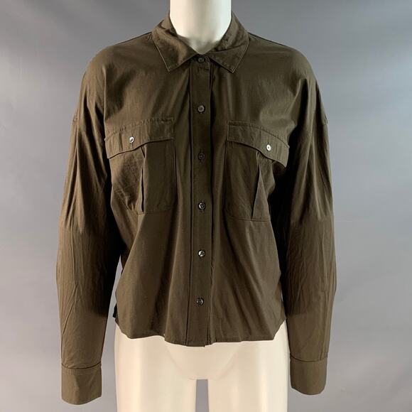 JAMES PERSE Size S Green Cotton Two Pockets Long Sleeve Shirt - Picture 1 of 6